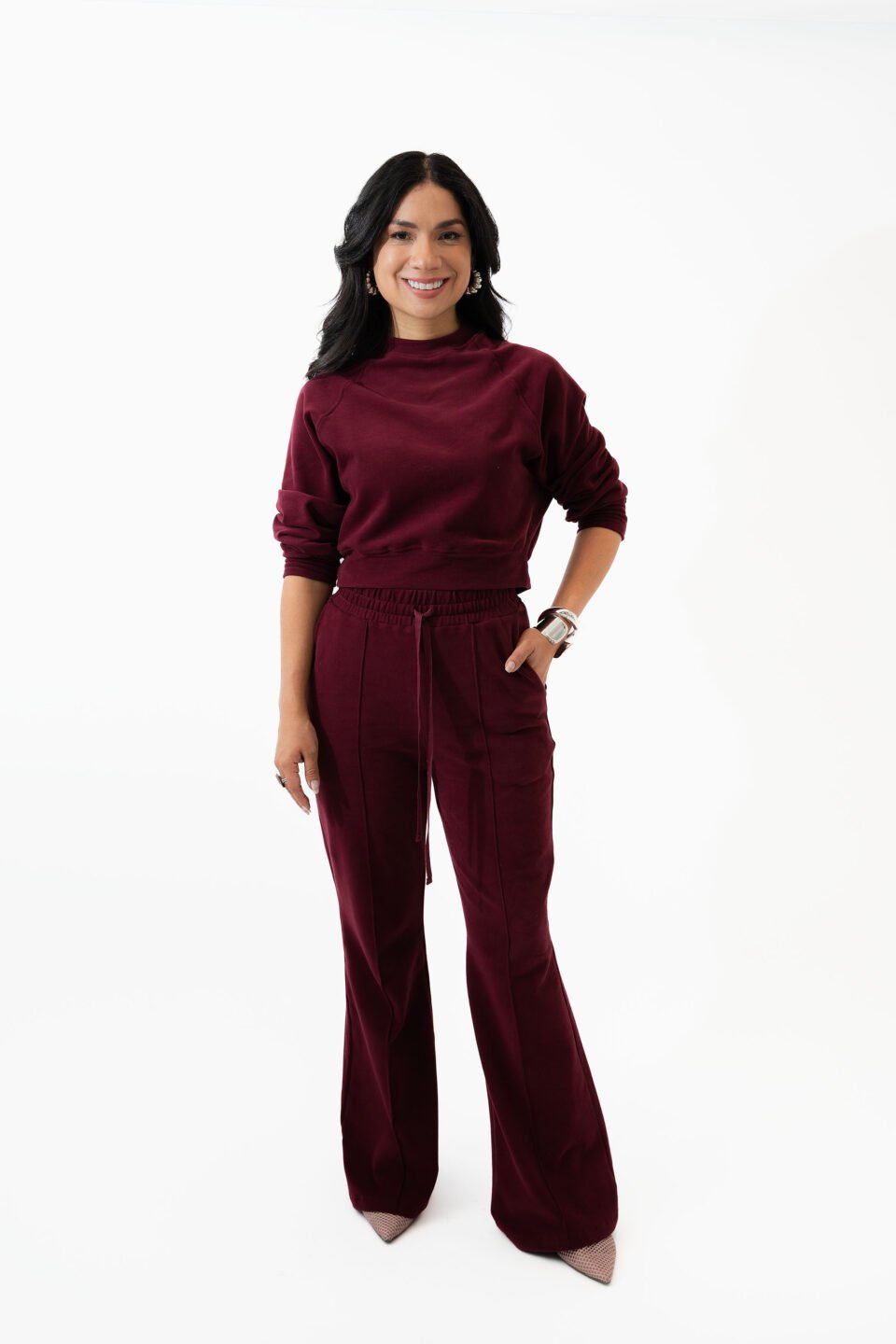 PANTALÓN FLARE VINO – ISA BY PUNTOZERO