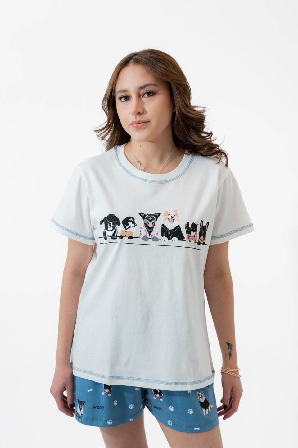 PIJAMA CAMISETA/SHORT FEME BLANCO/